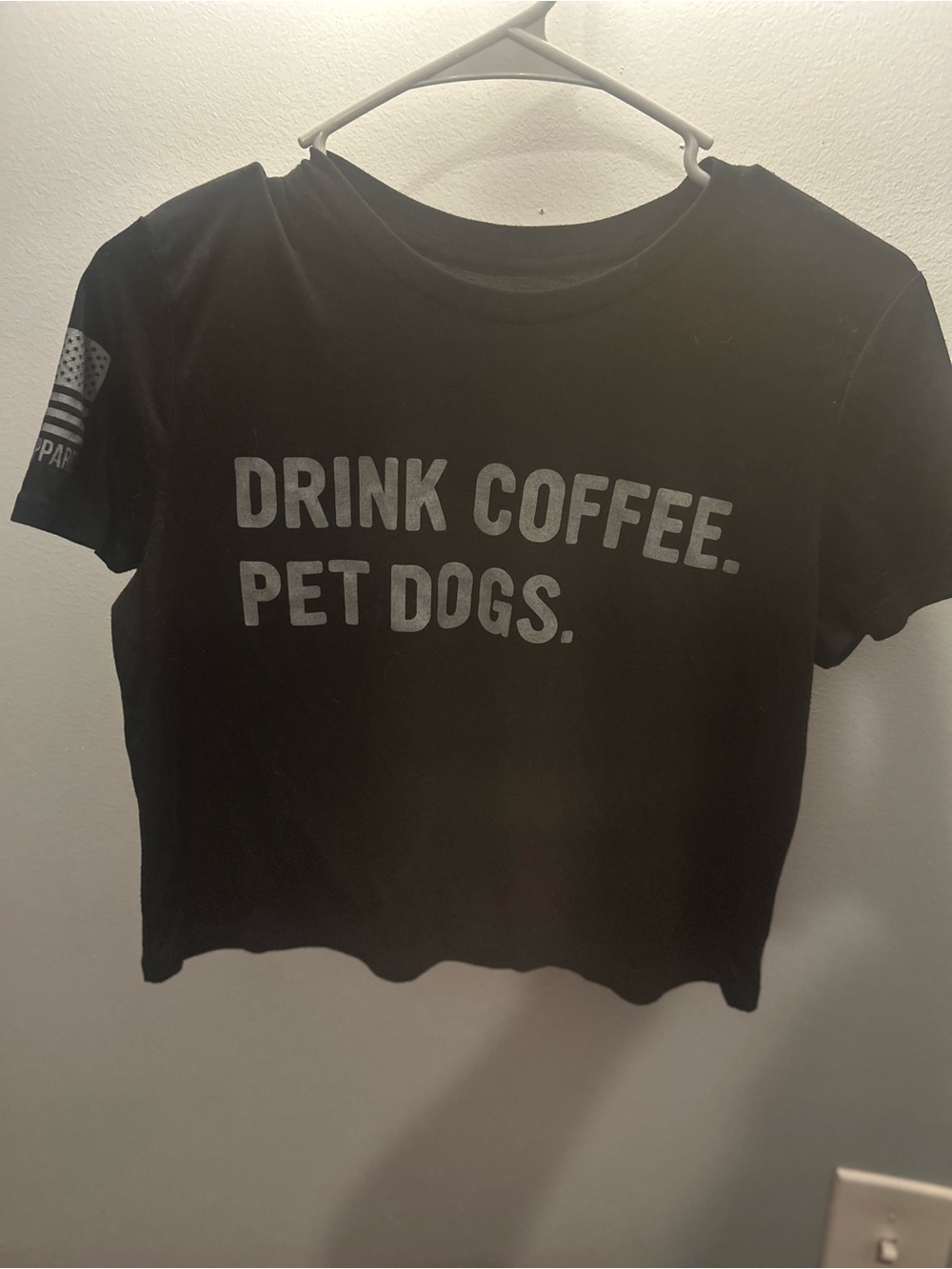 Black 'Drink Coffee. Pet Dogs.' Crop Tee